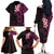 New Zealand Tuatara Plumeria Family Matching Off The Shoulder Long Sleeve Dress and Hawaiian Shirt Maori Pink Koru Tribal Tattoo