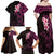 New Zealand Tuatara Plumeria Family Matching Off Shoulder Maxi Dress and Hawaiian Shirt Maori Pink Koru Tribal Tattoo