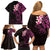 New Zealand Tuatara Plumeria Family Matching Off Shoulder Short Dress and Hawaiian Shirt Maori Pink Koru Tribal Tattoo