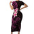 New Zealand Tuatara Plumeria Family Matching Short Sleeve Bodycon Dress and Hawaiian Shirt Maori Pink Koru Tribal Tattoo