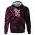 New Zealand Tuatara Plumeria Hoodie Maori Pink Koru Tribal Tattoo