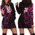 New Zealand Tuatara Plumeria Hoodie Dress Maori Pink Koru Tribal Tattoo