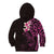 New Zealand Tuatara Plumeria Kid Hoodie Maori Pink Koru Tribal Tattoo