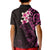 New Zealand Tuatara Plumeria Kid Polo Shirt Maori Pink Koru Tribal Tattoo