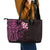 New Zealand Tuatara Plumeria Leather Tote Bag Maori Pink Koru Tribal Tattoo