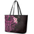 New Zealand Tuatara Plumeria Leather Tote Bag Maori Pink Koru Tribal Tattoo