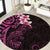 New Zealand Tuatara Plumeria Round Carpet Maori Pink Koru Tribal Tattoo