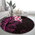 New Zealand Tuatara Plumeria Round Carpet Maori Pink Koru Tribal Tattoo