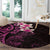 New Zealand Tuatara Plumeria Round Carpet Maori Pink Koru Tribal Tattoo