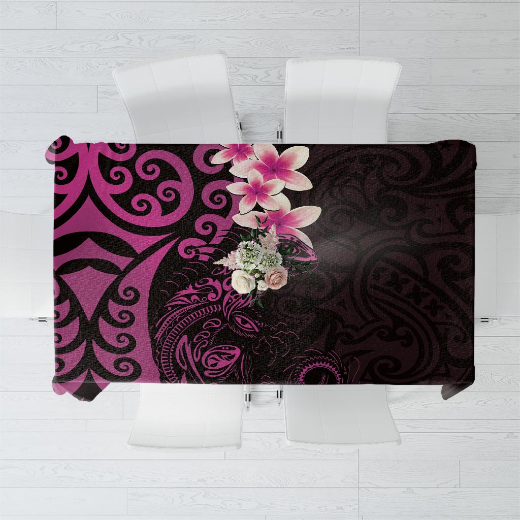 New Zealand Tuatara Plumeria Tablecloth Maori Pink Koru Tribal Tattoo