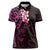 New Zealand Tuatara Plumeria Women Polo Shirt Maori Pink Koru Tribal Tattoo