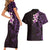 New Zealand Tuatara Plumeria Couples Matching Short Sleeve Bodycon Dress and Hawaiian Shirt Maori Purple Koru Tribal Tattoo