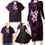 New Zealand Tuatara Plumeria Family Matching Long Sleeve Bodycon Dress and Hawaiian Shirt Maori Purple Koru Tribal Tattoo