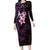 New Zealand Tuatara Plumeria Family Matching Long Sleeve Bodycon Dress and Hawaiian Shirt Maori Purple Koru Tribal Tattoo