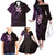 New Zealand Tuatara Plumeria Family Matching Off The Shoulder Long Sleeve Dress and Hawaiian Shirt Maori Purple Koru Tribal Tattoo