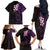 New Zealand Tuatara Plumeria Family Matching Off The Shoulder Long Sleeve Dress and Hawaiian Shirt Maori Purple Koru Tribal Tattoo