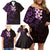 New Zealand Tuatara Plumeria Family Matching Off Shoulder Short Dress and Hawaiian Shirt Maori Purple Koru Tribal Tattoo