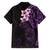 New Zealand Tuatara Plumeria Family Matching Off Shoulder Short Dress and Hawaiian Shirt Maori Purple Koru Tribal Tattoo