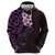 New Zealand Tuatara Plumeria Hoodie Maori Purple Koru Tribal Tattoo