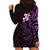 New Zealand Tuatara Plumeria Hoodie Dress Maori Purple Koru Tribal Tattoo