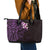 New Zealand Tuatara Plumeria Leather Tote Bag Maori Purple Koru Tribal Tattoo