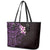 New Zealand Tuatara Plumeria Leather Tote Bag Maori Purple Koru Tribal Tattoo