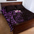 New Zealand Tuatara Plumeria Quilt Bed Set Maori Purple Koru Tribal Tattoo