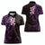 New Zealand Tuatara Plumeria Women Polo Shirt Maori Purple Koru Tribal Tattoo