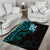 New Zealand Tuatara Plumeria Area Rug Maori Teal Koru Tribal Tattoo