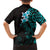 New Zealand Tuatara Plumeria Family Matching Long Sleeve Bodycon Dress and Hawaiian Shirt Maori Teal Koru Tribal Tattoo