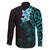 New Zealand Tuatara Plumeria Family Matching Long Sleeve Bodycon Dress and Hawaiian Shirt Maori Teal Koru Tribal Tattoo