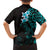 New Zealand Tuatara Plumeria Family Matching Off The Shoulder Long Sleeve Dress and Hawaiian Shirt Maori Teal Koru Tribal Tattoo