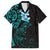 New Zealand Tuatara Plumeria Family Matching Off Shoulder Maxi Dress and Hawaiian Shirt Maori Teal Koru Tribal Tattoo