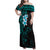 New Zealand Tuatara Plumeria Family Matching Off Shoulder Maxi Dress and Hawaiian Shirt Maori Teal Koru Tribal Tattoo