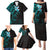 New Zealand Tuatara Plumeria Family Matching Puletasi and Hawaiian Shirt Maori Teal Koru Tribal Tattoo