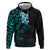 New Zealand Tuatara Plumeria Hoodie Maori Teal Koru Tribal Tattoo