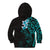 New Zealand Tuatara Plumeria Kid Hoodie Maori Teal Koru Tribal Tattoo