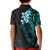 New Zealand Tuatara Plumeria Kid Polo Shirt Maori Teal Koru Tribal Tattoo