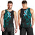 New Zealand Tuatara Plumeria Men Tank Top Maori Teal Koru Tribal Tattoo