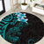 New Zealand Tuatara Plumeria Round Carpet Maori Teal Koru Tribal Tattoo