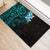 New Zealand Tuatara Plumeria Rubber Doormat Maori Teal Koru Tribal Tattoo