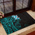 New Zealand Tuatara Plumeria Rubber Doormat Maori Teal Koru Tribal Tattoo