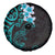 New Zealand Tuatara Plumeria Spare Tire Cover Maori Teal Koru Tribal Tattoo