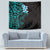 New Zealand Tuatara Plumeria Tapestry Maori Teal Koru Tribal Tattoo