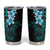 New Zealand Tuatara Plumeria Tumbler Cup Maori Teal Koru Tribal Tattoo