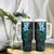 New Zealand Tuatara Plumeria Tumbler With Handle Maori Teal Koru Tribal Tattoo