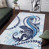 Blue Maori Tuatara Area Rug Luxury Pastel Pattern LT01 Blue - Polynesian Pride