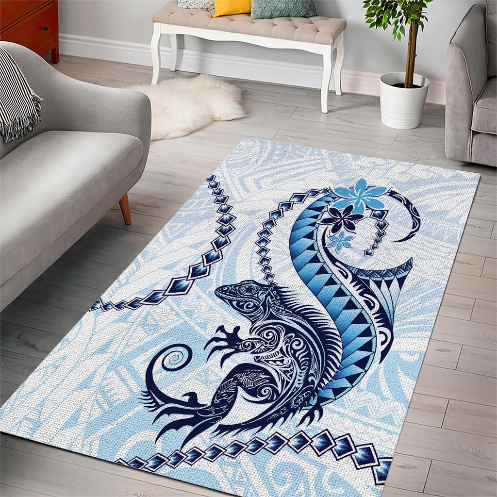 Blue Maori Tuatara Area Rug Luxury Pastel Pattern LT01 - Polynesian Pride