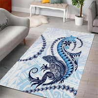 Blue Maori Tuatara Area Rug Luxury Pastel Pattern LT01 - Polynesian Pride