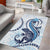 Blue Maori Tuatara Area Rug Luxury Pastel Pattern